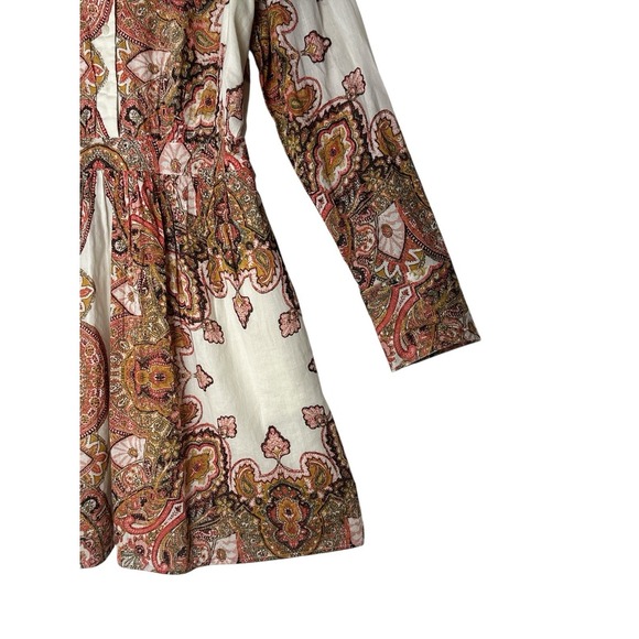 Cleobella Dress Women's Large Foulard Paisley Long Sleeve Elastic Back Button Up - Picture 8 of 12